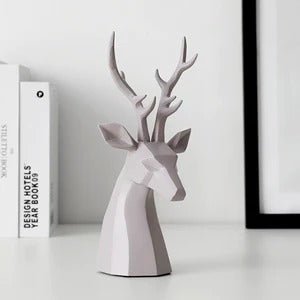 Statue buste de cerf - Design Géométrique