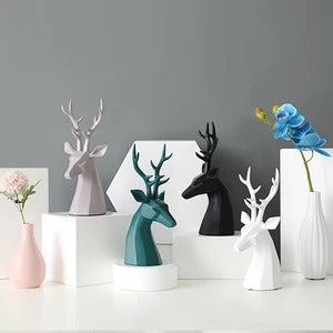 Statue buste de cerf - Design Géométrique