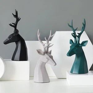Statue buste de cerf - Design Géométrique