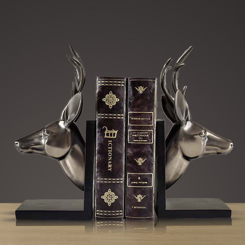Serre-livres Têtes De Cerfs - Bronze