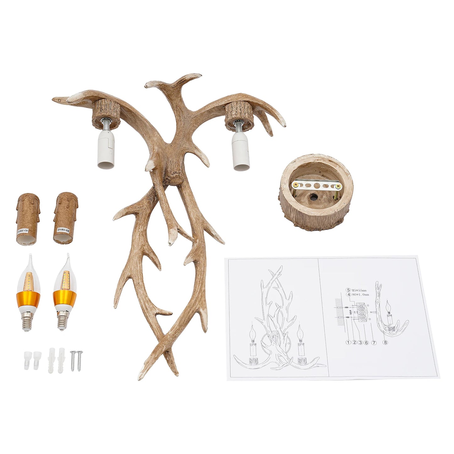 Applique Murale - Éclairage en Bois de Cerf