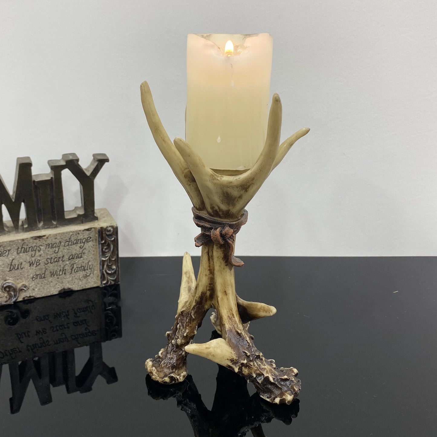 Bougeoir Bois de Cerf - Décoration Rustique
