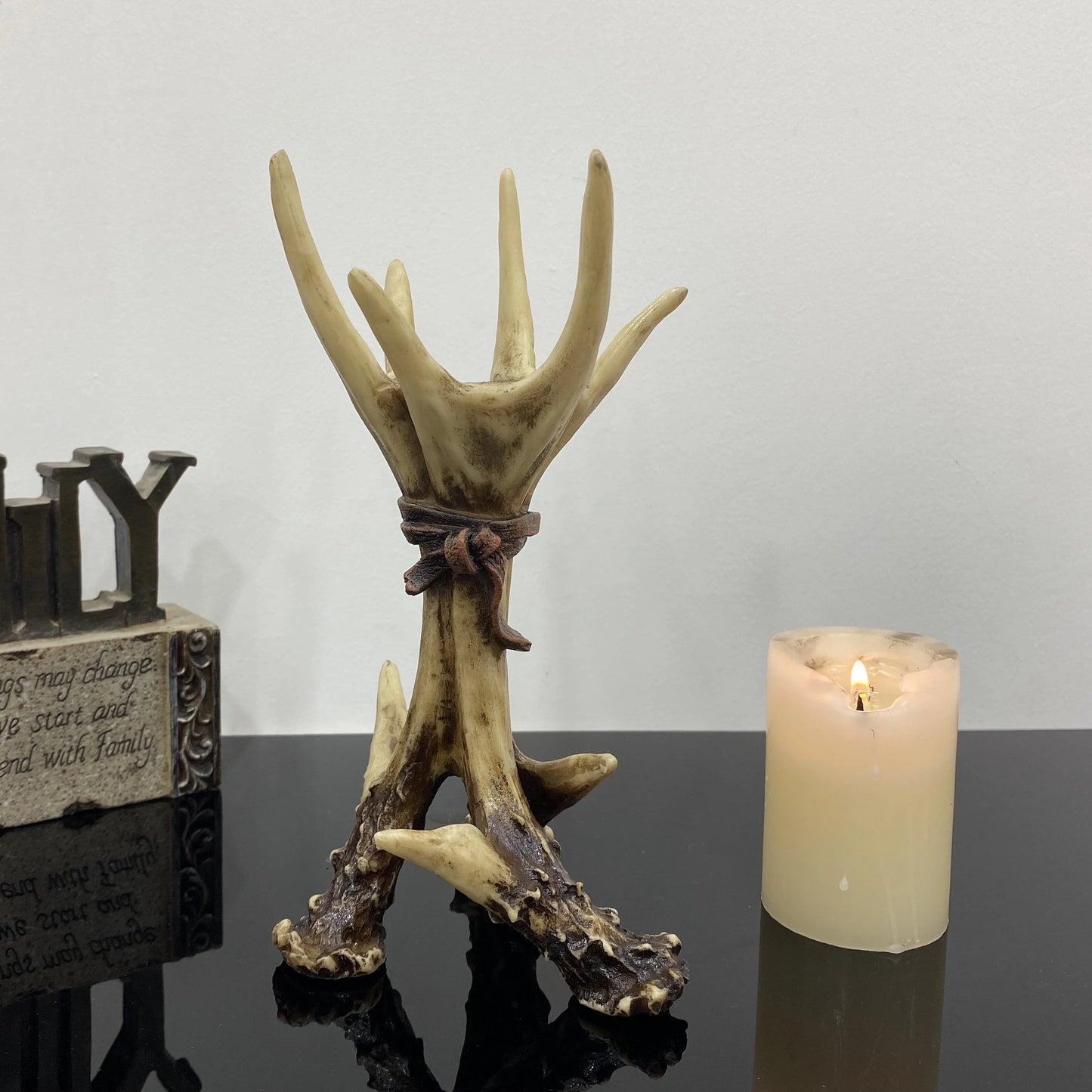 Bougeoir Bois de Cerf - Décoration Rustique