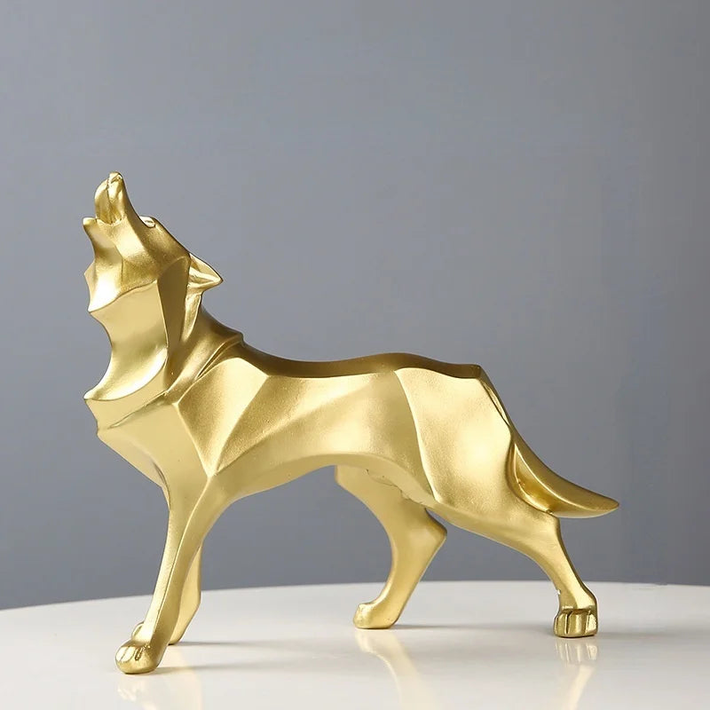Statue de Loup Moderne - Décoration géométrique