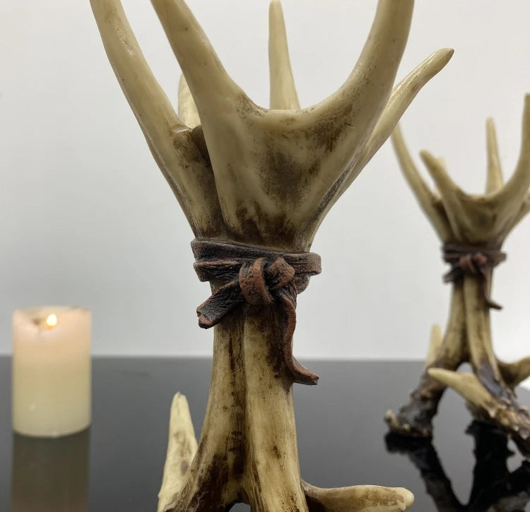 Bougeoir Bois de Cerf - Décoration Rustique