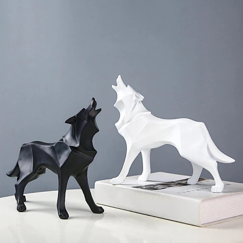 Statue de Loup Moderne - Décoration géométrique