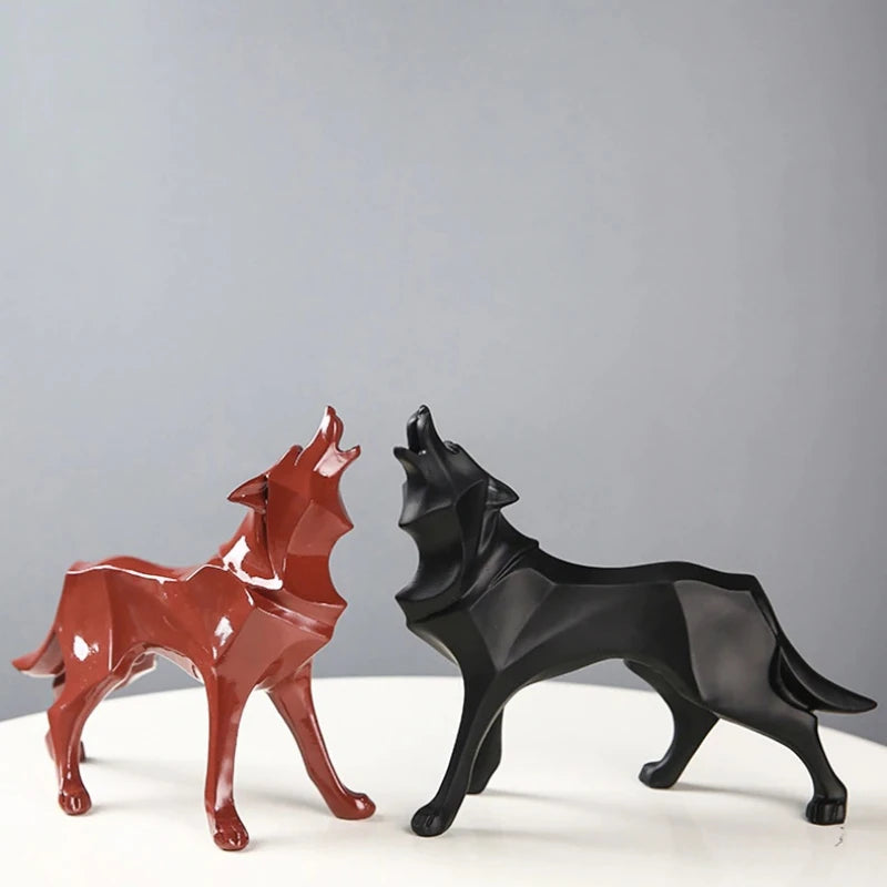 Statue de Loup Moderne - Décoration géométrique