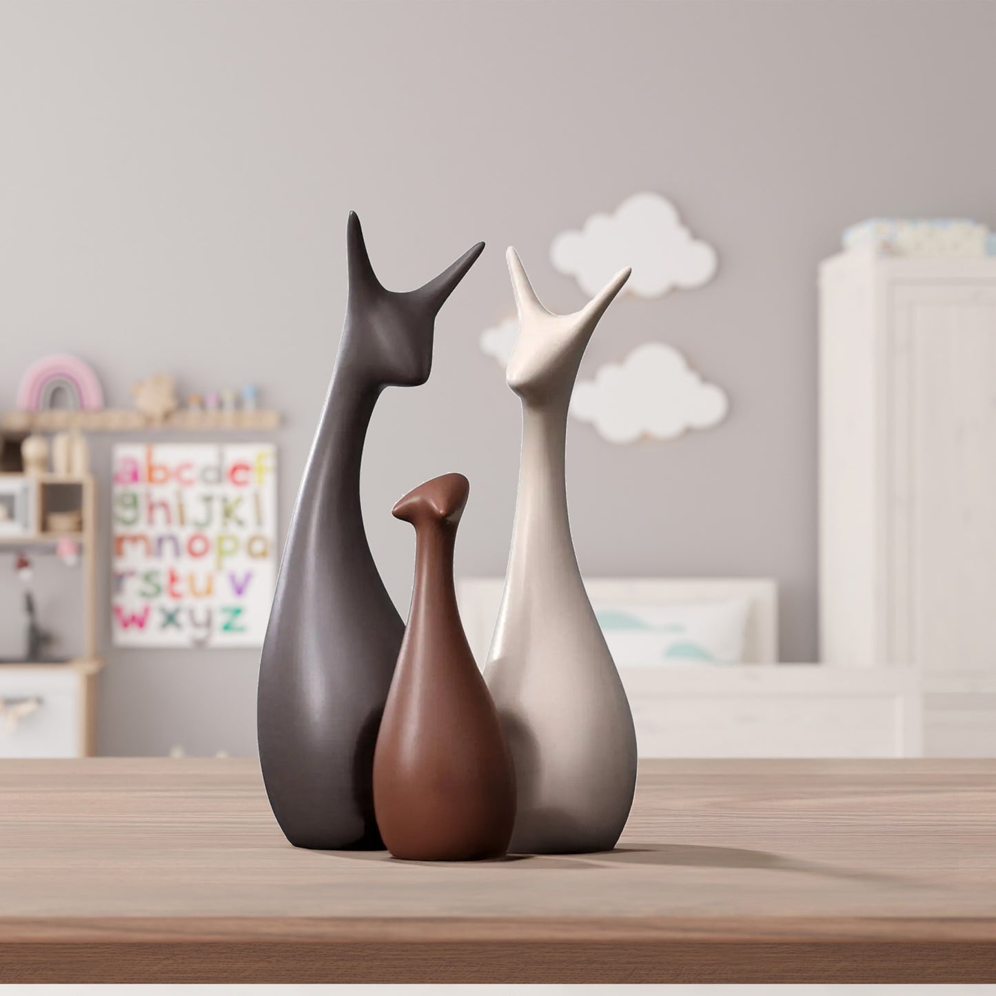 Statues Design en Céramique - Famille de Cervidés