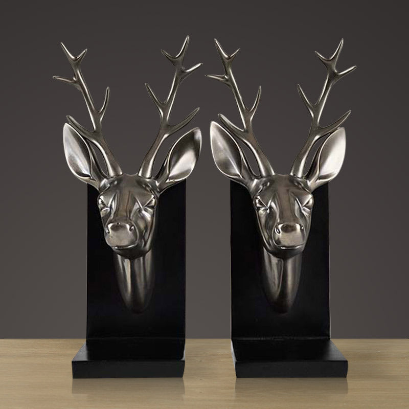 Serre-livres Têtes De Cerfs - Bronze