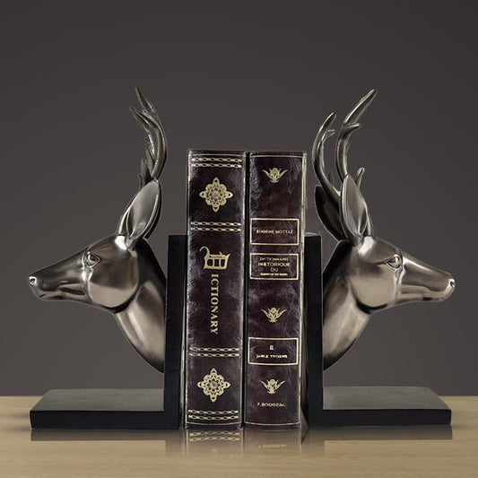 Serre-livres Têtes De Cerfs - Bronze
