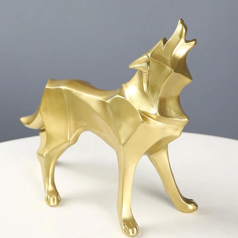 Statue de Loup Moderne - Décoration géométrique