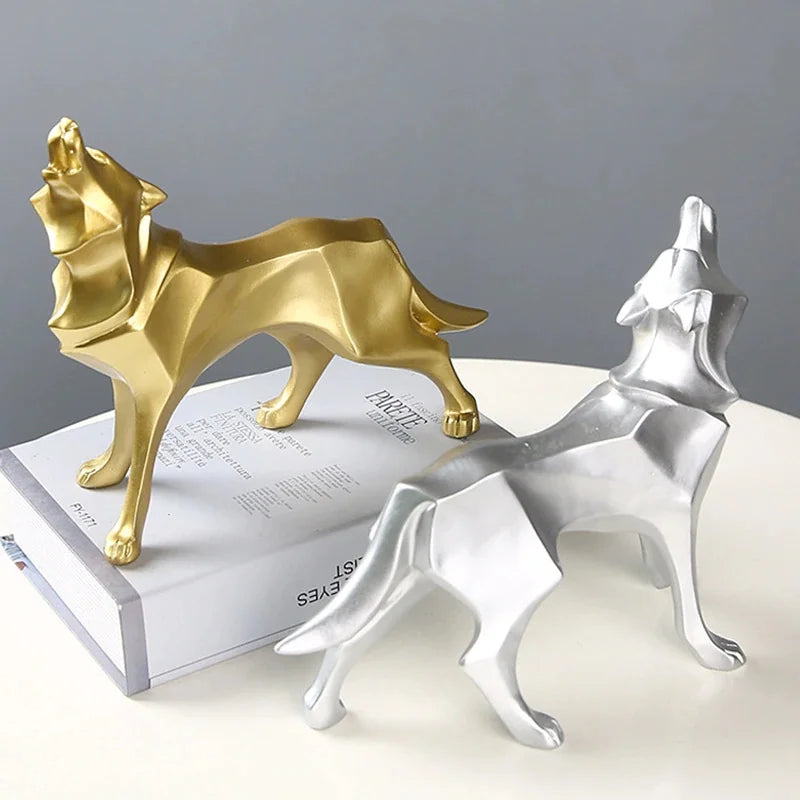 Statue de Loup Moderne - Décoration géométrique