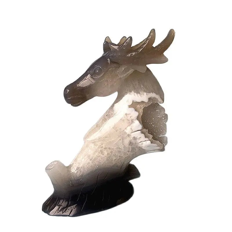 Statue Artisanale en Quartz - Cerf sculpté