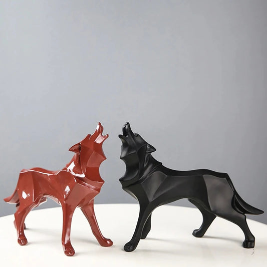 Statue de Loup Moderne - Décoration géométrique