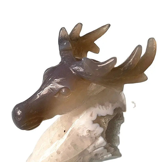 Statue Artisanale en Quartz - Cerf sculpté