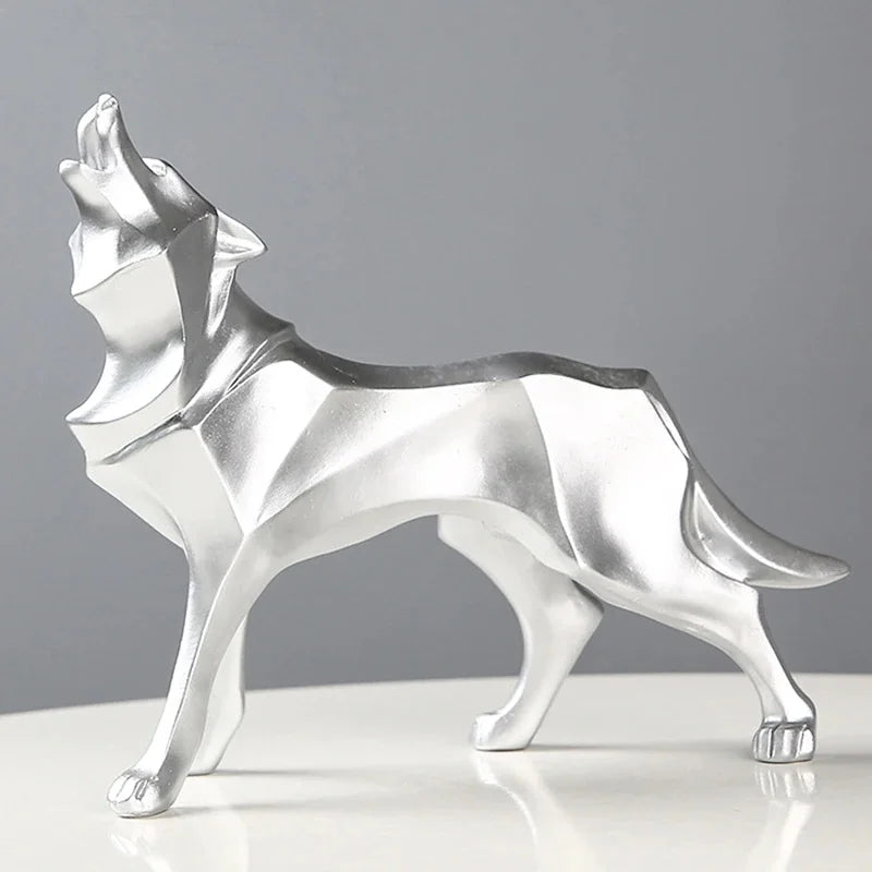 Statue de Loup Moderne - Décoration géométrique